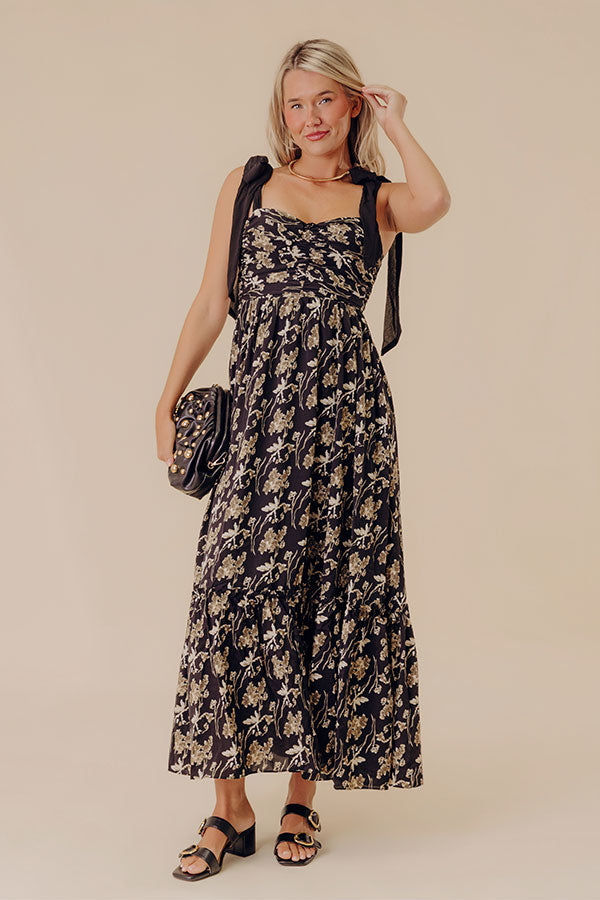 Country Estate Floral Midi Dress in Black Image - 2