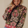 Classic Blooms Floral Knit Sweater Top in Olive Image - 1