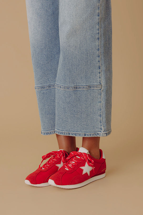 Tamara Faux Suede Sneaker in Red Image - 2