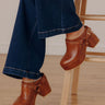 The Sawyer Faux Leather Platform Clogs in Brown Image - 1