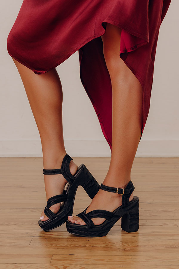 The Adelaide Faux Nubuck Platform Heel in Black Image - 1
