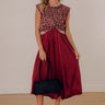 Merlot On The Patio Two Piece Satin Midi Dress Image - 1