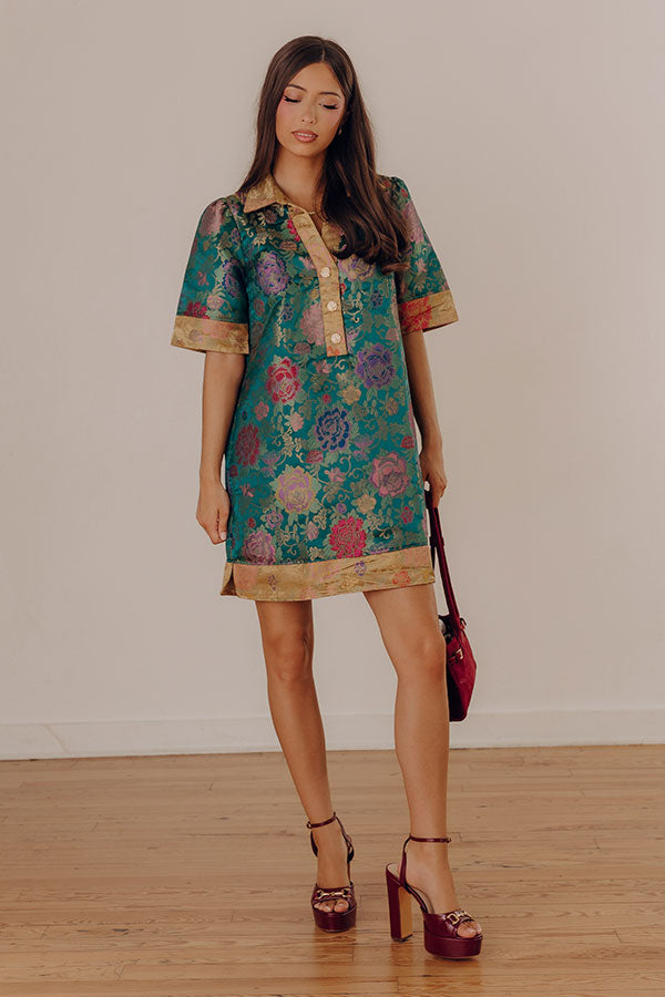 Venetian Romance Floral Jacquard Mini Dress Image - 2