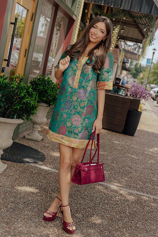 Venetian Romance Floral Jacquard Mini Dress Image - 1