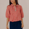 Preppy Charm Tweed Knit Top in Red Image - 1