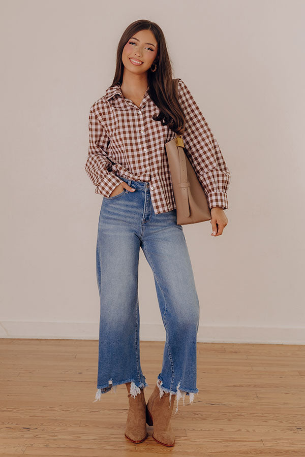 Chic Checkmate Gingham Button Up Top Image - 1