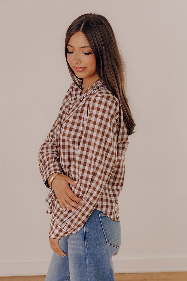 Chic Checkmate Gingham Button Up Top Image - 4