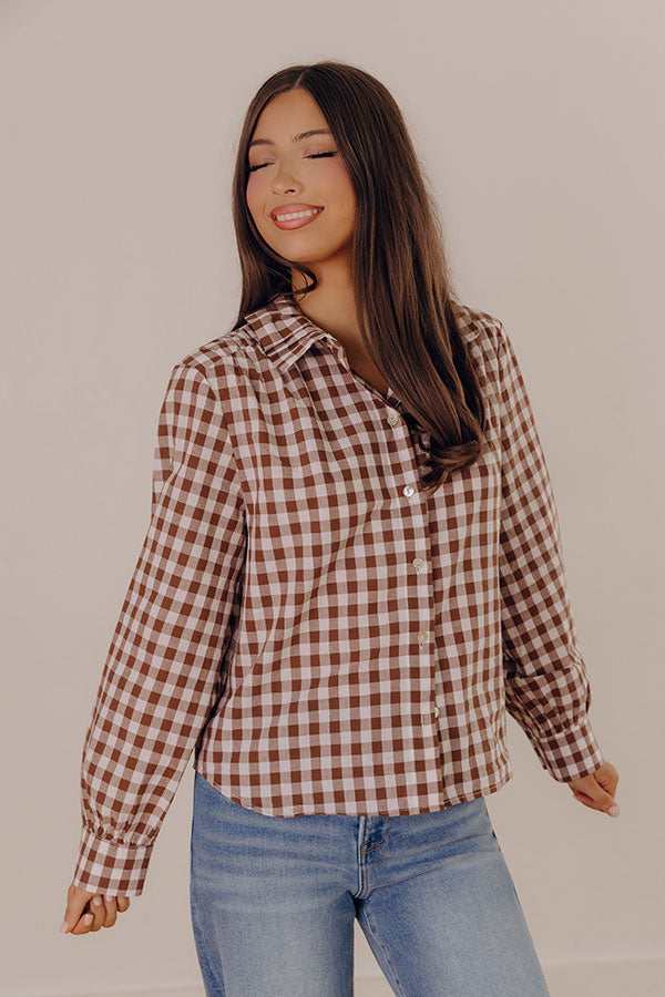 Chic Checkmate Gingham Button Up Top Image - 2