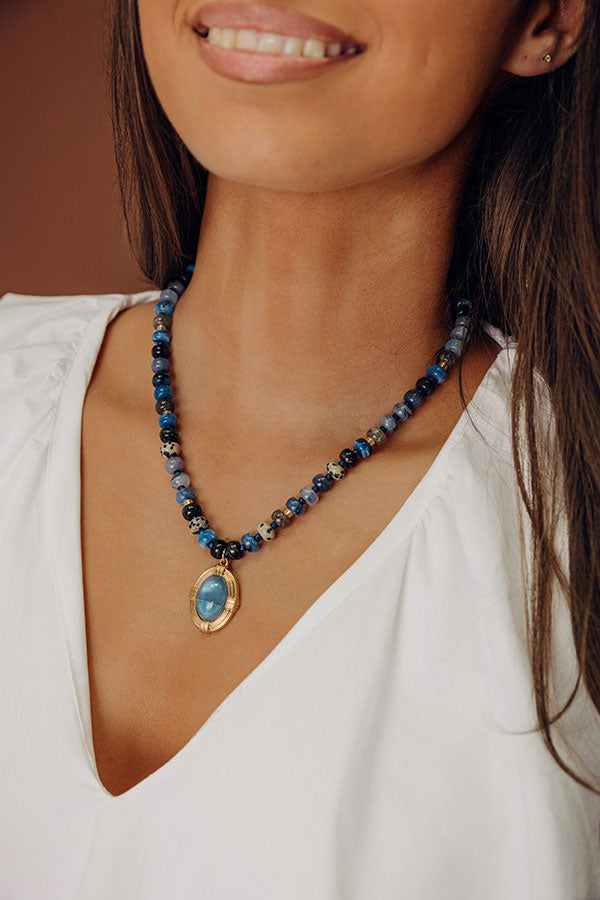 Boho Cues Beaded Necklace in Blue Image - 1