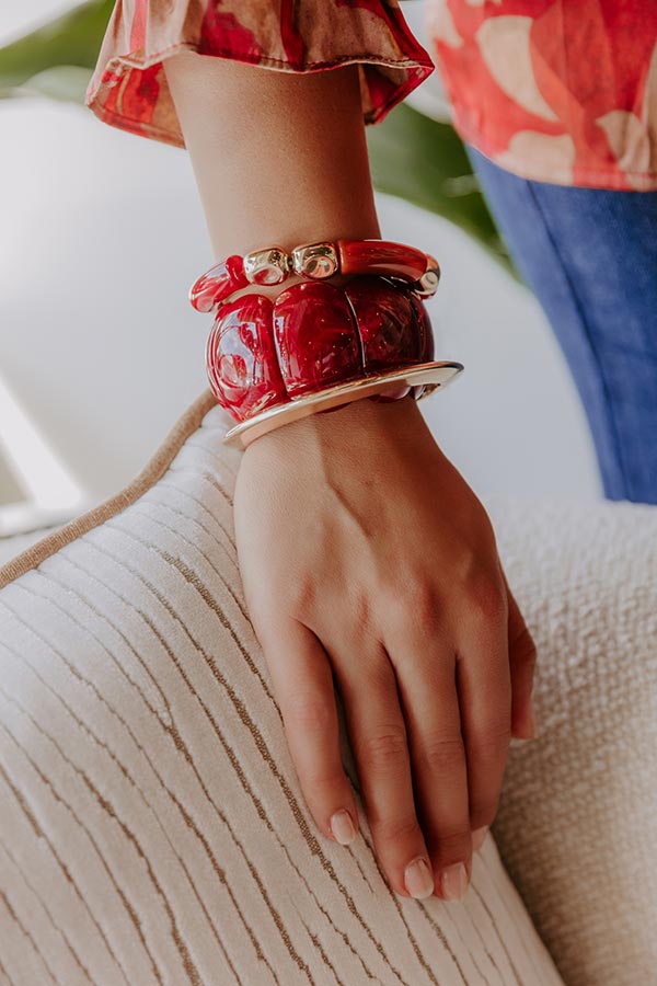 First Class Flair Stretch Bracelet Set in Wine Image - 2