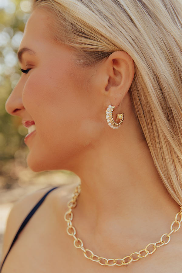 Charming Views Pearl Embellished Hoop Earrings