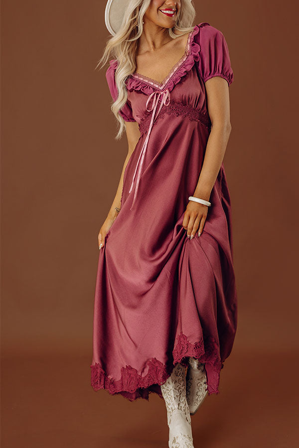 Sweet Romance Satin Midi Dress Image - 2