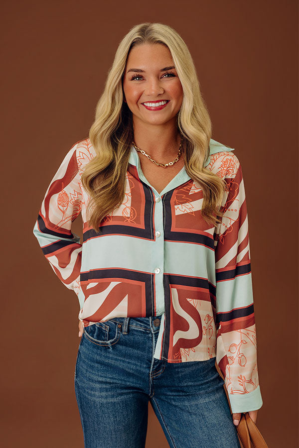 Charm And Charisma Satin Button Up Top Image - 1