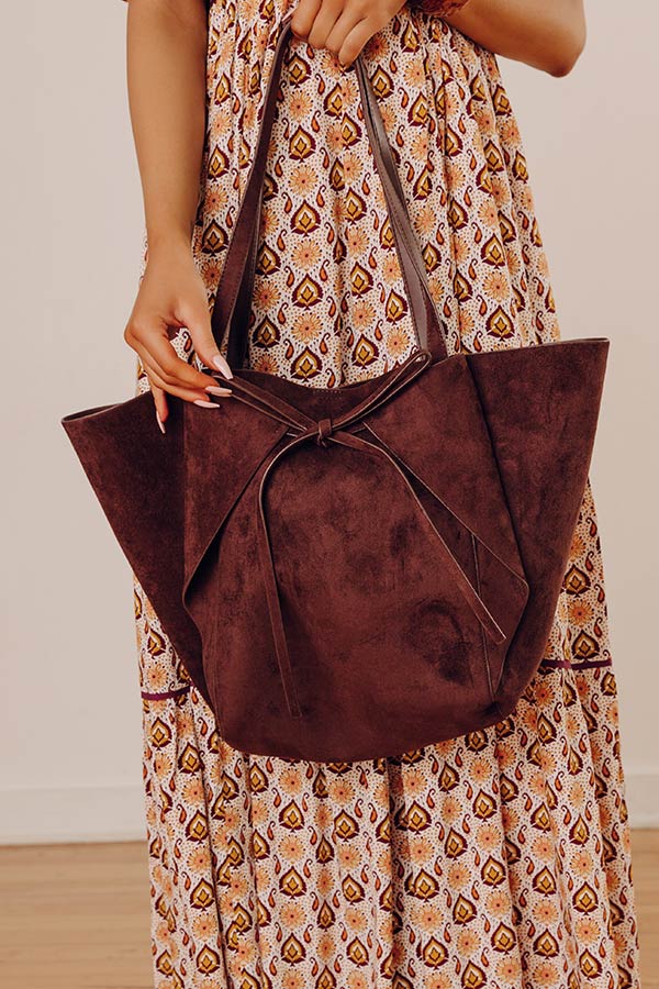 Soren Faux Suede Tote in Chestnut Image - 1