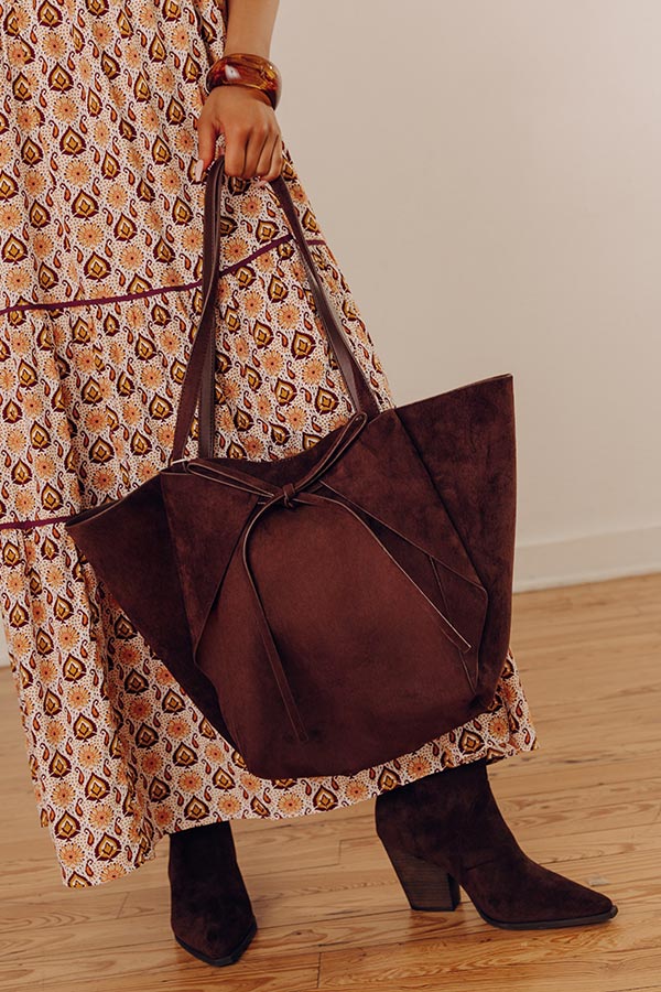 Soren Faux Suede Tote in Chestnut Image - 2