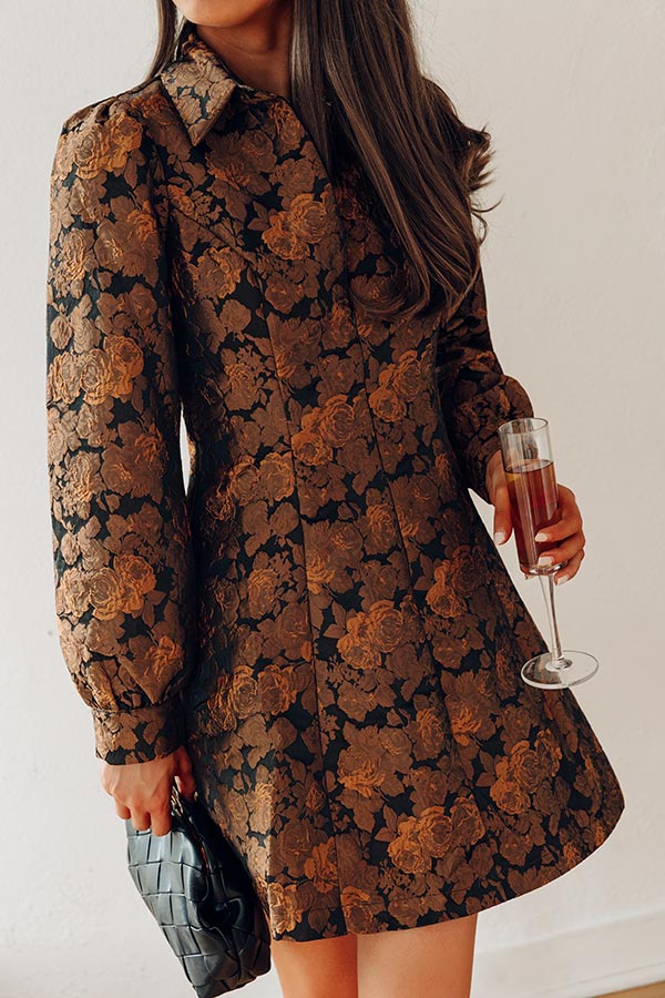 Sweet Moments Floral Jacquard Mini Dress Image - 2