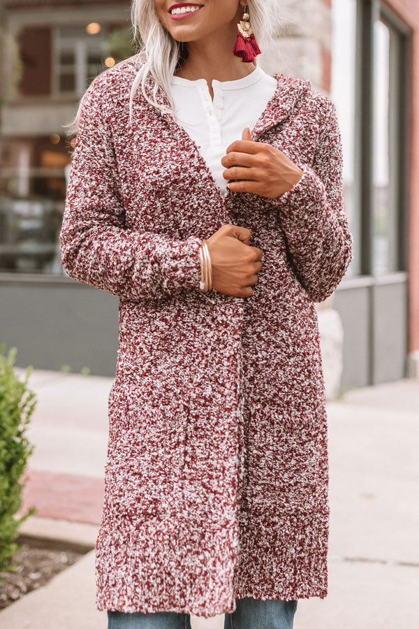 Pumpkin Spice Cuddles Cardigan in Cabernet Image - 3