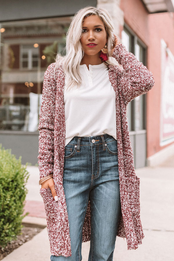 Pumpkin Spice Cuddles Cardigan in Cabernet Image - 4