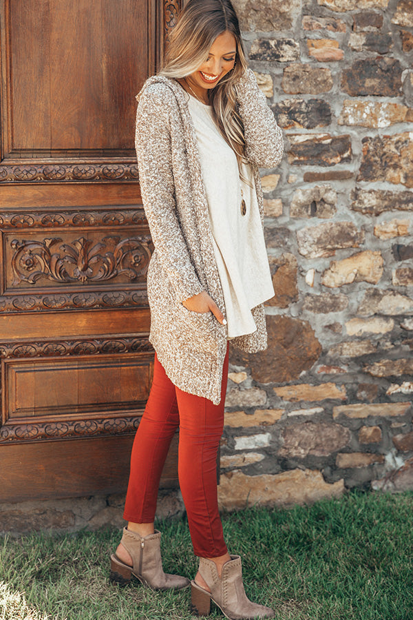 Pumpkin Spice Cuddles Cardigan in Taupe Image - 4