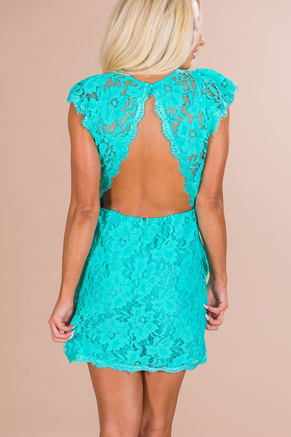 Queen's Lace Mini Dress in Ocean Wave Image - 4