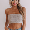Scallop Lace Bandeau in Taupe Image - 1