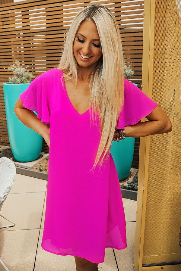Stunningly Chic Shift Dress in Neon Berry Image - 1