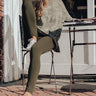 High Waist Fleece Lined Legging in Army Green Image - 1