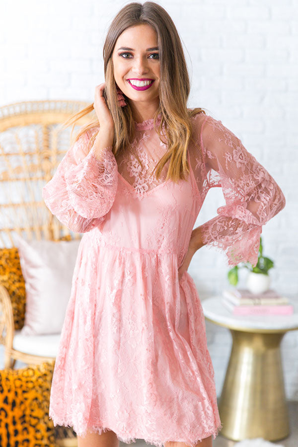 Garden Party Lace Babydoll Dress in Pink Image - 2