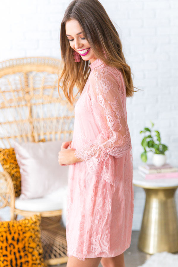 Garden Party Lace Babydoll Dress in Pink Image - 3