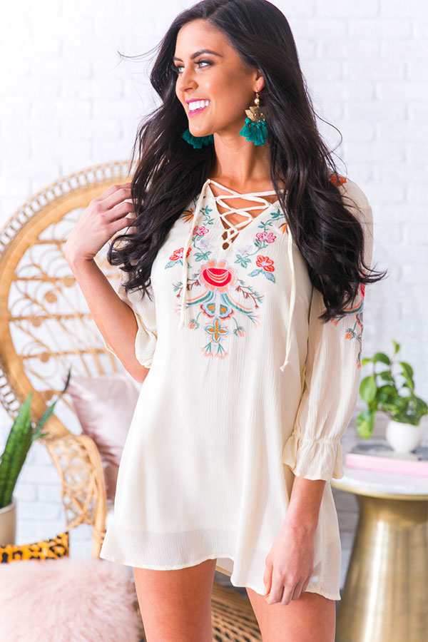 Vacay Babe Embroidered Shift Dress Image - 2