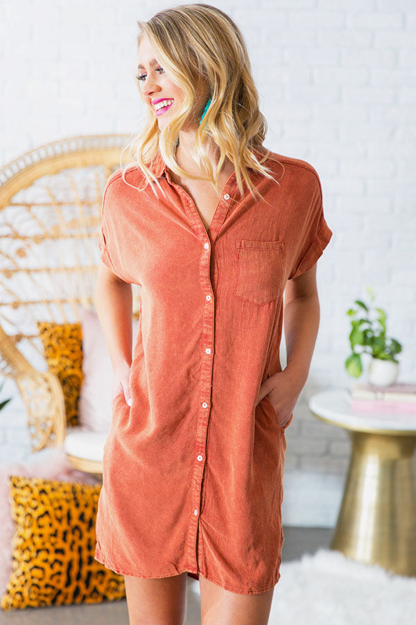 Hit The Road Shift Dress in Rust Image - 2
