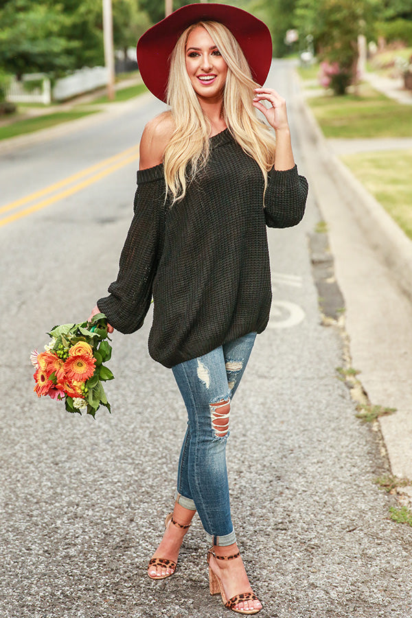 Give Me Cozy Off Shoulder Sweater in Black Image - 1