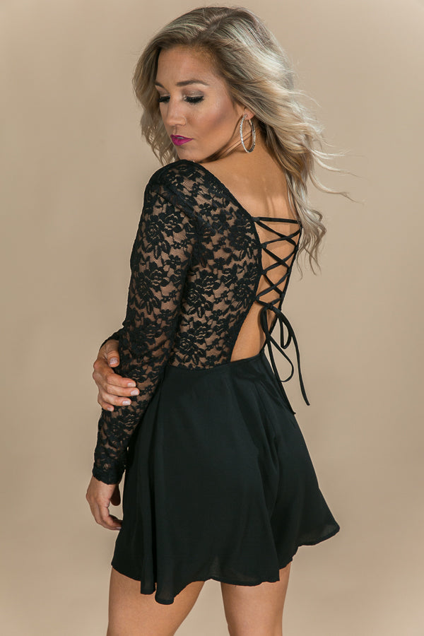 It's Fate Lace Romper in Black Image - 1