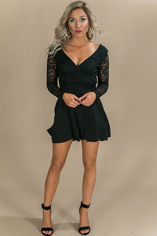 It's Fate Lace Romper in Black Image - 2