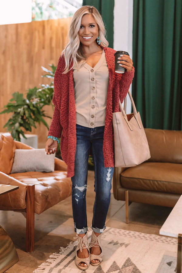 Bundle Up Babe Cardigan in Sangria