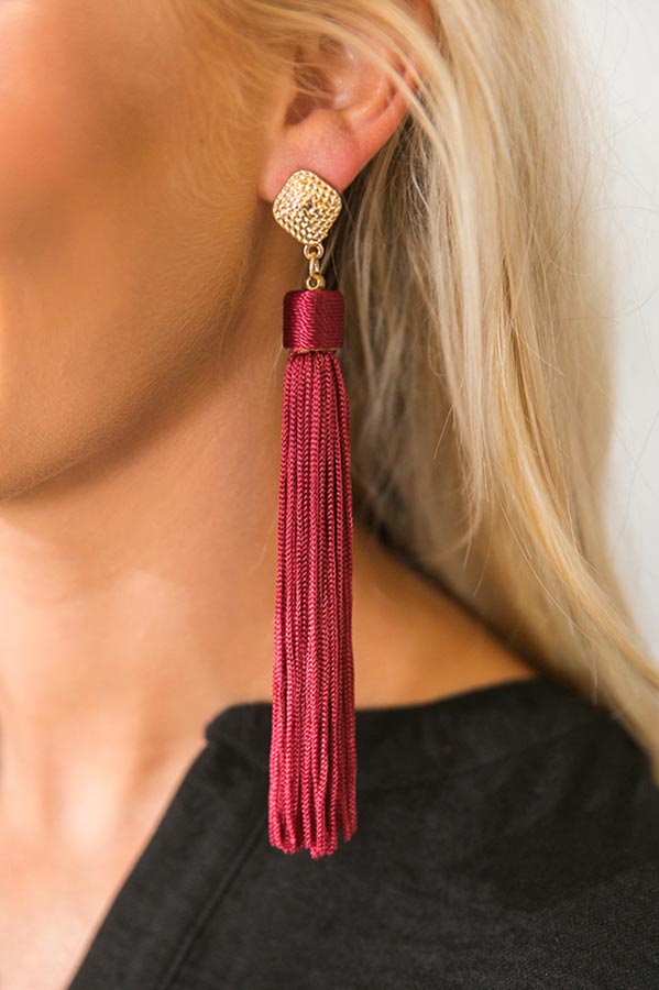 Love Spell Tassel Earrings In Wine