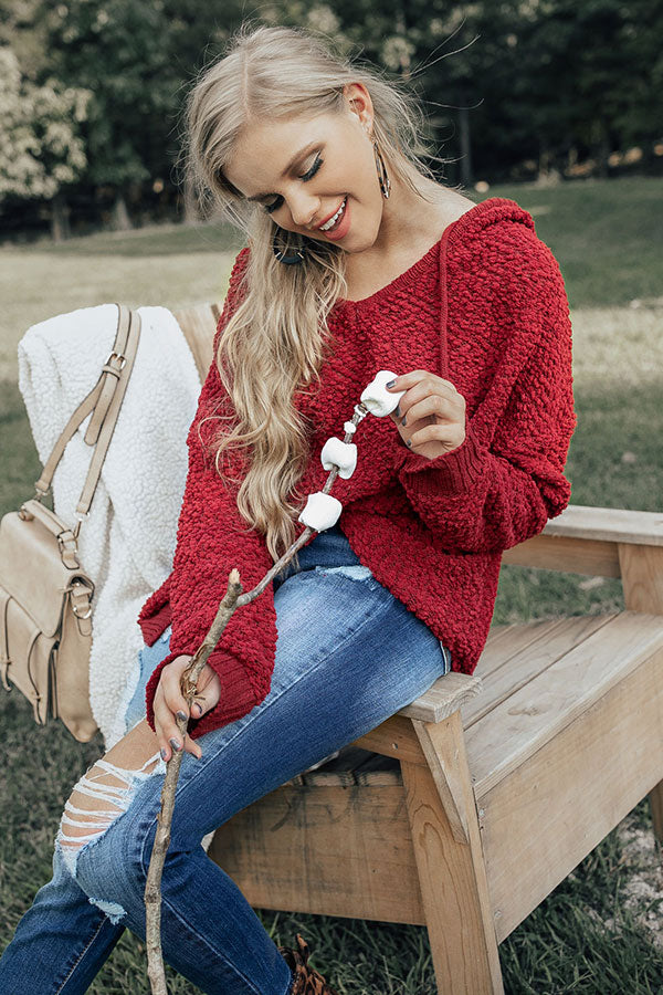 Warm Fuzzy Feelin' Sweater in Crimson Image - 1