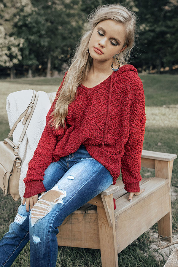 Warm Fuzzy Feelin' Sweater in Crimson Image - 2