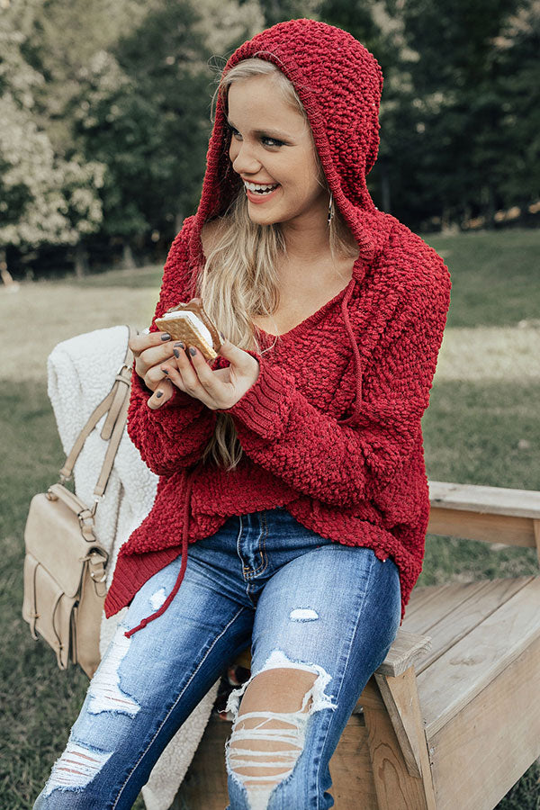 Warm Fuzzy Feelin' Sweater in Crimson Image - 3