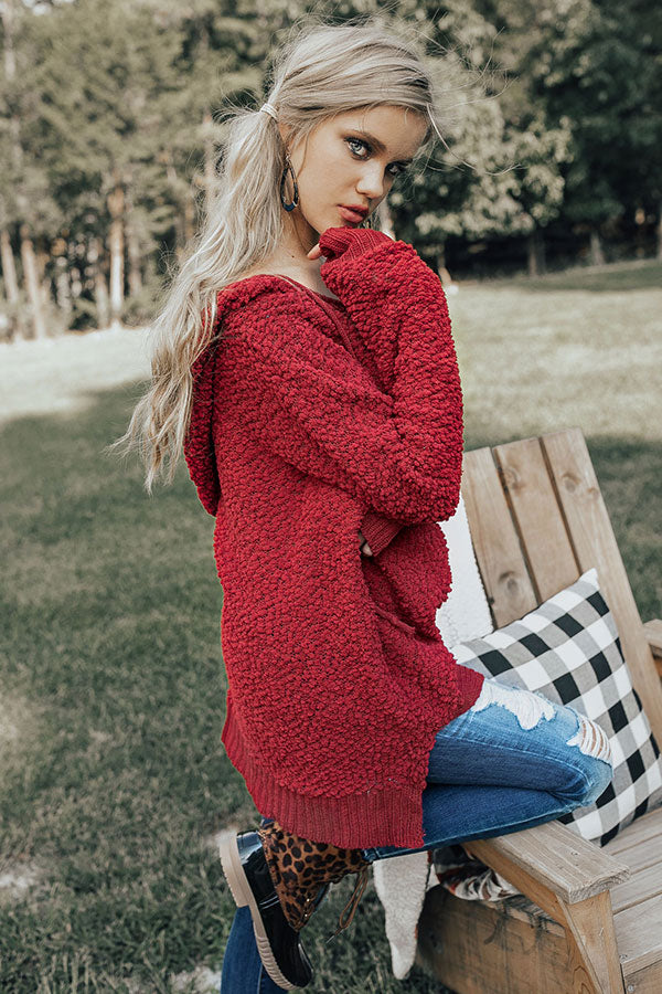 Warm Fuzzy Feelin' Sweater in Crimson Image - 4