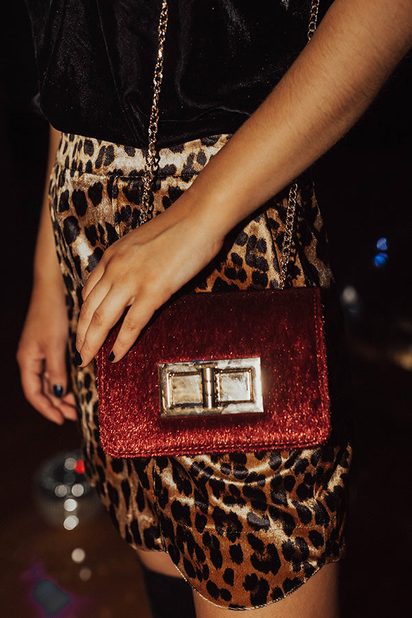 Date Night in Paris Faux Fur Crossbody in Wine