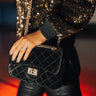 Milan Moment Velvet Quilted Purse in Black Image - 1