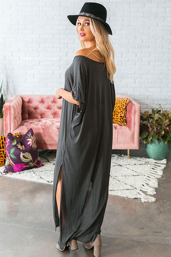 Fashion Forever T-Shirt Maxi in Charcoal Image - 2