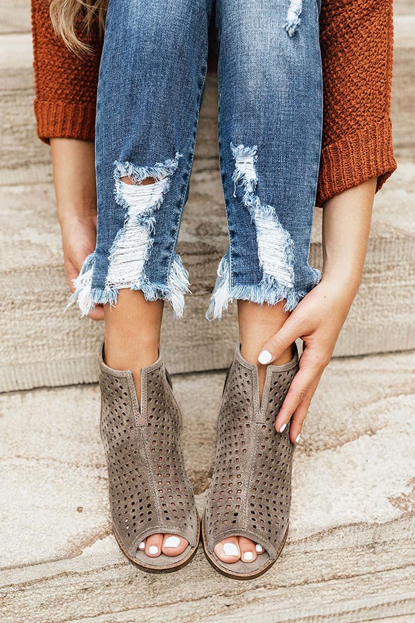 Roadtrip With Me Peep Toe Bootie In Taupe Image - 2