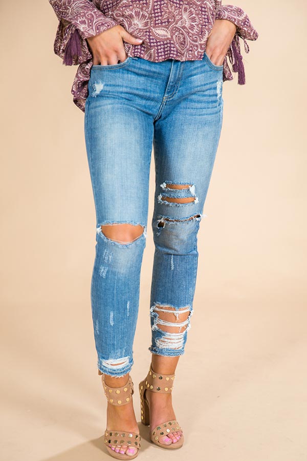 Winter Park Midrise Distressed Skinny in Medium Wash Image - 1