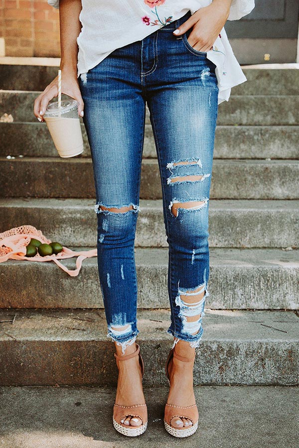 Winter Park Midrise Distressed Skinny in Dark Wash Image - 1