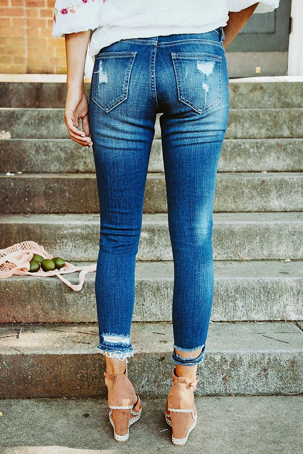 Winter Park Midrise Distressed Skinny in Dark Wash Image - 4