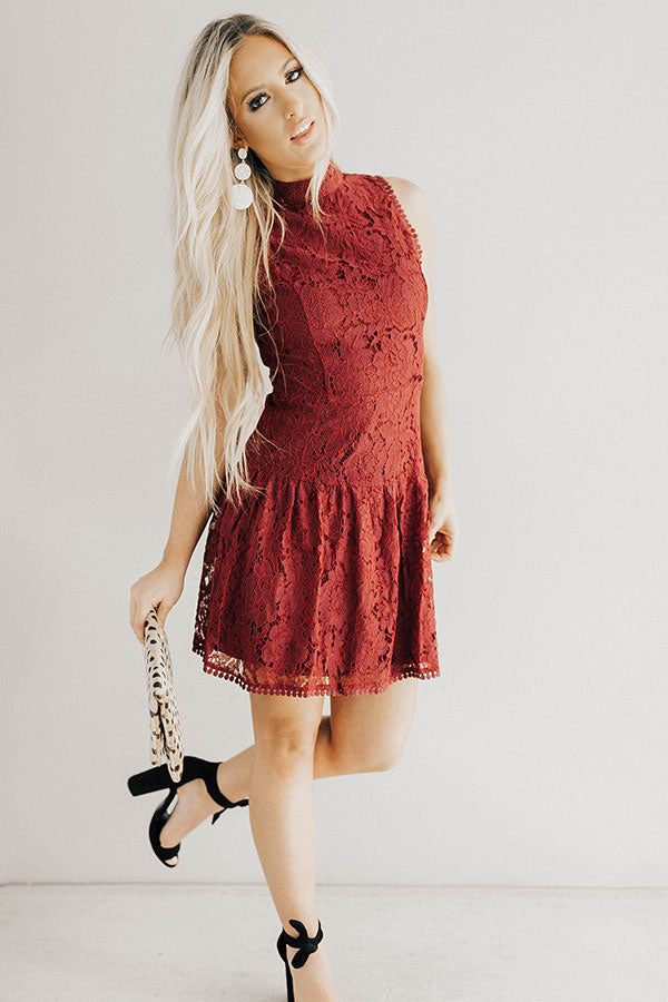 Dream Come True Lace Dress in Wine Image - 1