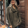 Oh So Cozy Tunic Sweater in Army Green Image - 1