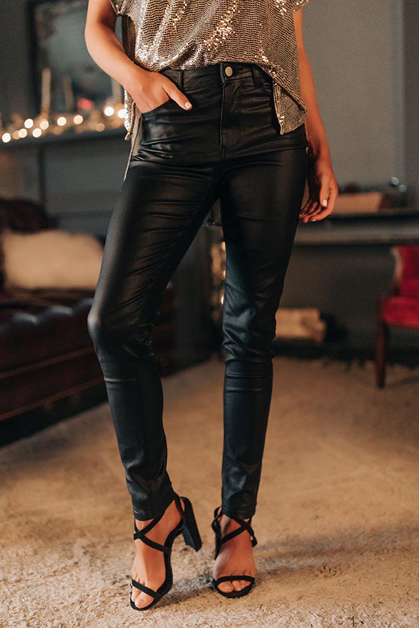 Editor's Choice Faux Leather Midrise Skinny In Black Image - 1